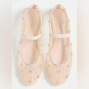 Loeffler Randall Leonie Soft Ballet Flats, Color Cream/Crystal